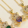 Pendant Necklace Jewelry Copper Mixed Gem Inlaid Animal Zodiac Electroplated Cute Bear Love Design Ochain