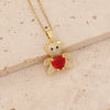 Pendant Necklace Jewelry Copper Mixed Gem Inlaid Animal Zodiac Electroplated Cute Bear Love Design Ochain