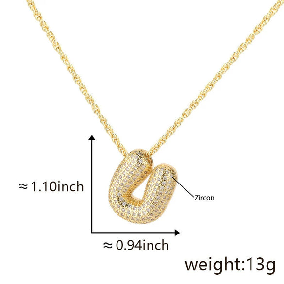 Pendant Necklace Jewelry Copper Plated Electroplating Zircon Letter Pattern