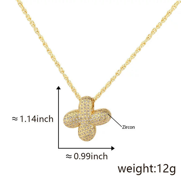 Pendant Necklace Jewelry Copper Plated Electroplating Zircon Letter Pattern