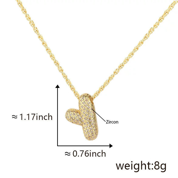 Pendant Necklace Jewelry Copper Plated Electroplating Zircon Letter Pattern