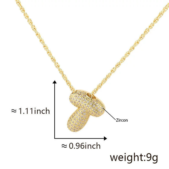 Pendant Necklace Jewelry Copper Plated Electroplating Zircon Letter Pattern