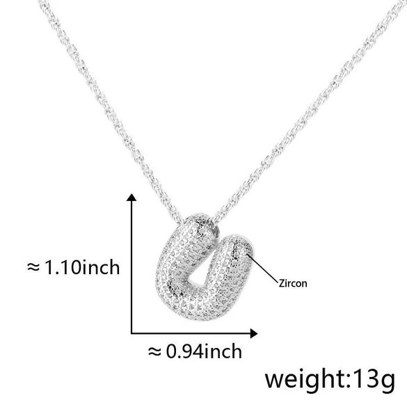 Pendant Necklace Jewelry Copper Plated Electroplating Zircon Letter Pattern