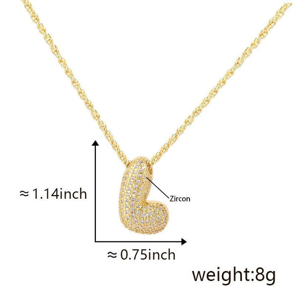 Pendant Necklace Jewelry Copper Plated Electroplating Zircon Letter Pattern