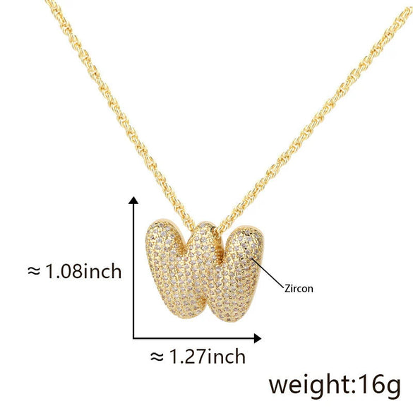 Pendant Necklace Jewelry Copper Plated Electroplating Zircon Letter Pattern