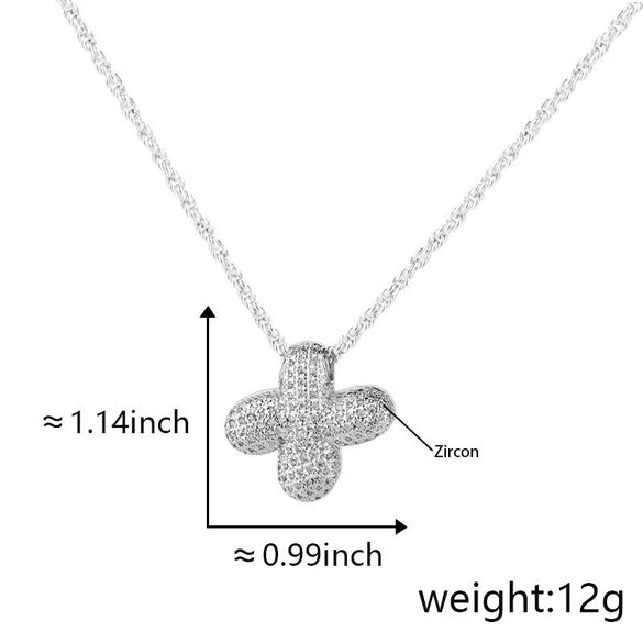 Pendant Necklace Jewelry Copper Plated Electroplating Zircon Letter Pattern