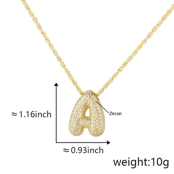 Pendant Necklace Jewelry Copper Plated Electroplating Zircon Letter Pattern
