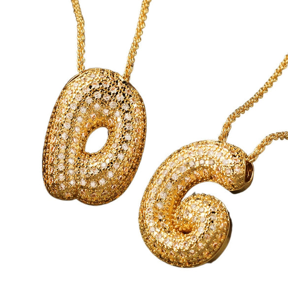 Pendant Necklace Jewelry Copper Plated Electroplating Zircon Letter Pattern