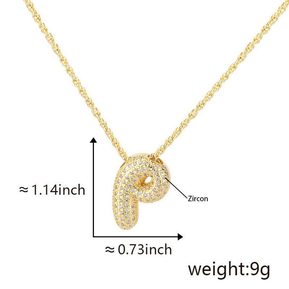 Pendant Necklace Jewelry Copper Plated Electroplating Zircon Letter Pattern