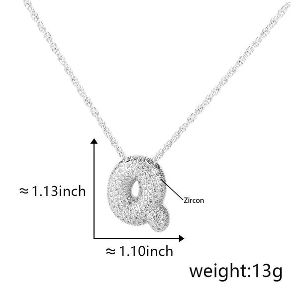 Pendant Necklace Jewelry Copper Plated Electroplating Zircon Letter Pattern