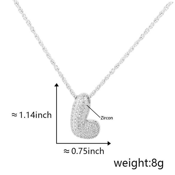 Pendant Necklace Jewelry Copper Plated Electroplating Zircon Letter Pattern