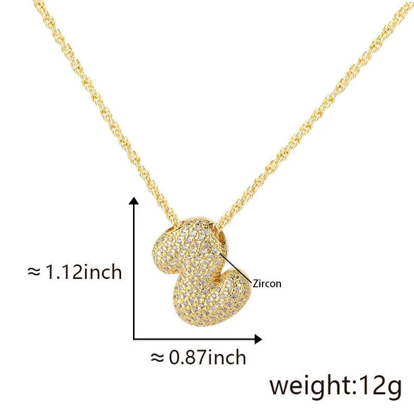 Pendant Necklace Jewelry Copper Plated Electroplating Zircon Letter Pattern