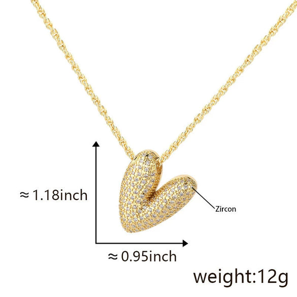 Pendant Necklace Jewelry Copper Plated Electroplating Zircon Letter Pattern