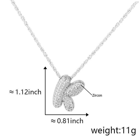 Pendant Necklace Jewelry Copper Plated Electroplating Zircon Letter Pattern
