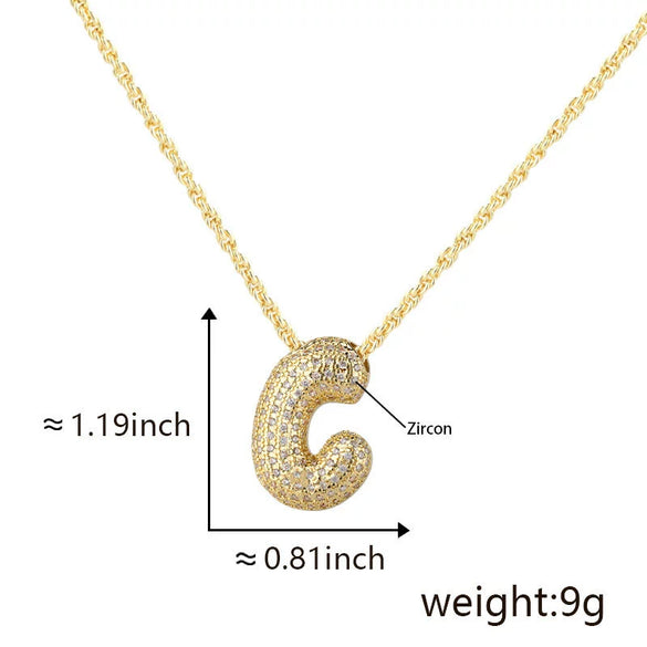 Pendant Necklace Jewelry Copper Plated Electroplating Zircon Letter Pattern
