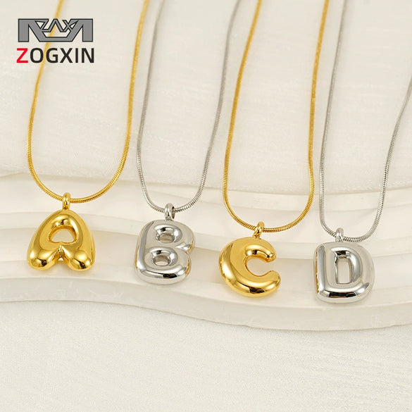 Pendant Necklace Jewelry Gold Plated 316L Stainless Steel With English Letters Pattern
