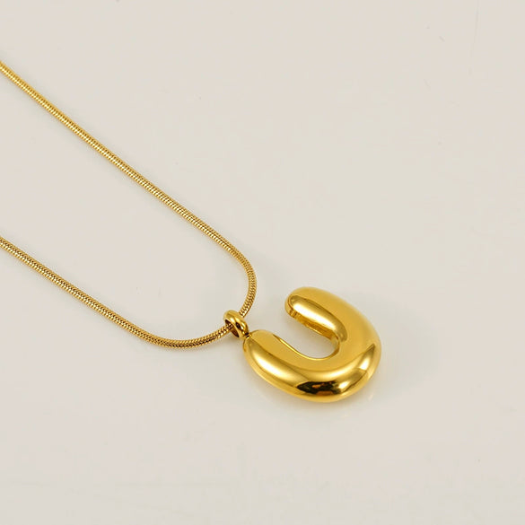 Pendant Necklace Jewelry Gold Plated 316L Stainless Steel With English Letters Pattern