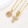 Pendant Necklace Jewelry Set Copper Inlaid With Zirconium Plated Real Gold Geometric Letter Round Flower Light Luxury Style
