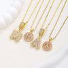 Pendant Necklace Jewelry Set Copper Inlaid With Zirconium Plated Real Gold Geometric Letter Round Flower Light Luxury Style