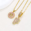 Pendant Necklace Jewelry Set Copper Inlaid With Zirconium Plated Real Gold Geometric Letter Round Flower Light Luxury Style