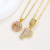 Pendant Necklace Jewelry Set Copper Inlaid With Zirconium Plated Real Gold Geometric Letter Round Flower Light Luxury Style