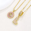Pendant Necklace Jewelry Set Copper Inlaid With Zirconium Plated Real Gold Geometric Letter Round Flower Light Luxury Style
