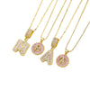 Pendant Necklace Jewelry Set Copper Inlaid With Zirconium Plated Real Gold Geometric Letter Round Flower Light Luxury Style