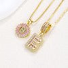 Pendant Necklace Jewelry Set Copper Inlaid With Zirconium Plated Real Gold Geometric Letter Round Flower Light Luxury Style