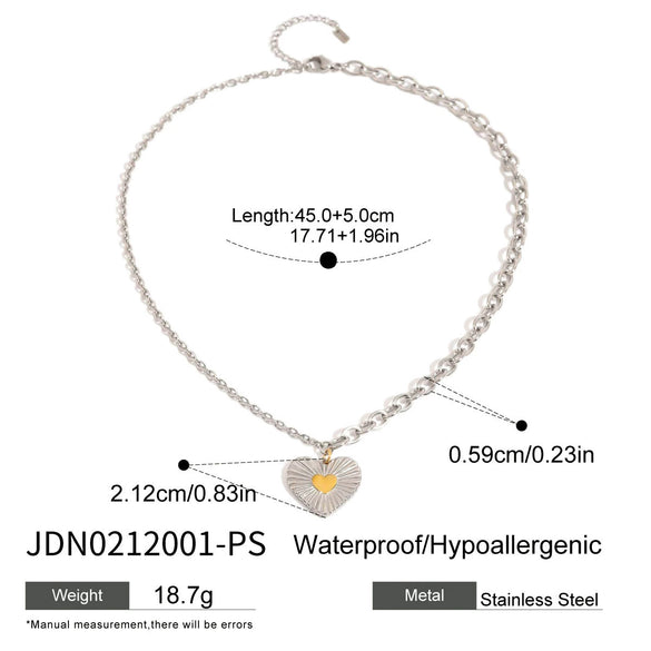 Pendant Necklace Jewelry Stainless Steel Titanium Steel Heart Shaped Electroplated Gold And Silver Color Matching