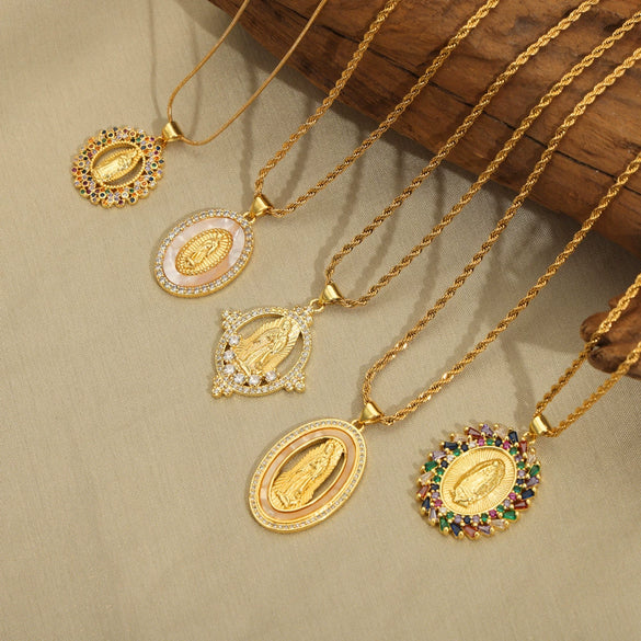 Pendant Necklace Jewelry 316L Stainless Steel Gold Plated Geometric Cartoon Characters Diamond