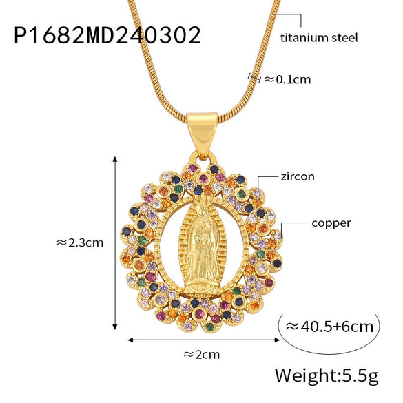 Pendant Necklace Jewelry 316L Stainless Steel Gold Plated Geometric Cartoon Characters Diamond