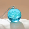 Pendant Necklace Matte Resin Crystal Ball Electroplating Blue Sky White Clouds Birds Creative Women's Cross Chain