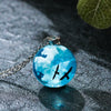 Pendant Necklace Matte Resin Crystal Ball Electroplating Blue Sky White Clouds Birds Creative Women's Cross Chain