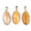 Pendant Necklace Natural Agate Crystal Semiprecious Stone Gilded Oval Polished Edging
