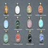 Pendant Necklace Natural Agate Crystal Semiprecious Stone Gilded Oval Polished Edging