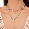 Pendant Necklace Natural Beaded Diamond Geometric Titanium Steel Electroplating For Women