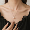 Pendant Necklace Natural Freshwater Pearl Round S925 Sterling Silver Elegant Minimalist