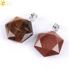 Pendant Necklace Natural Semiprecious Stone And Copper Accessories With Hexagram Design And Electroplating Treatment