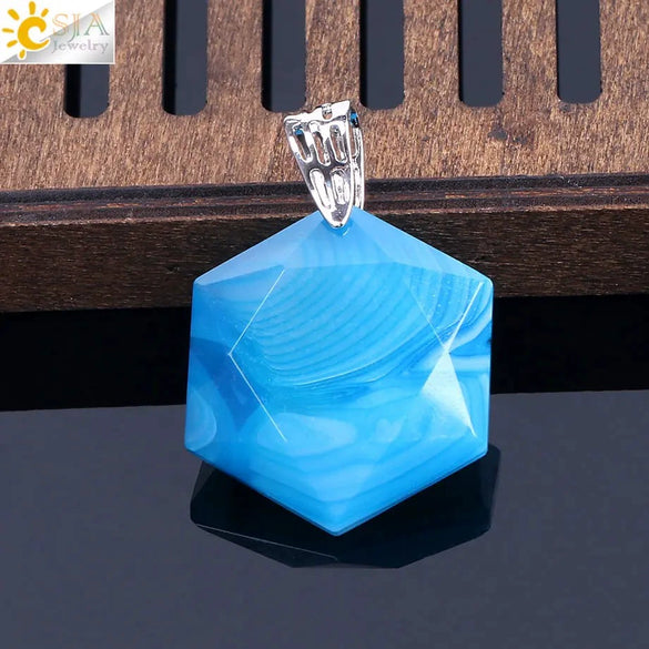 Pendant Necklace Natural Semiprecious Stone And Copper Accessories With Hexagram Design And Electroplating Treatment