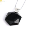 Pendant Necklace Natural Semiprecious Stone And Copper Accessories With Hexagram Design And Electroplating Treatment