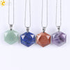 Pendant Necklace Natural Semiprecious Stone And Copper Accessories With Hexagram Design And Electroplating Treatment