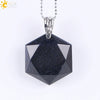 Pendant Necklace Natural Semiprecious Stone And Copper Accessories With Hexagram Design And Electroplating Treatment