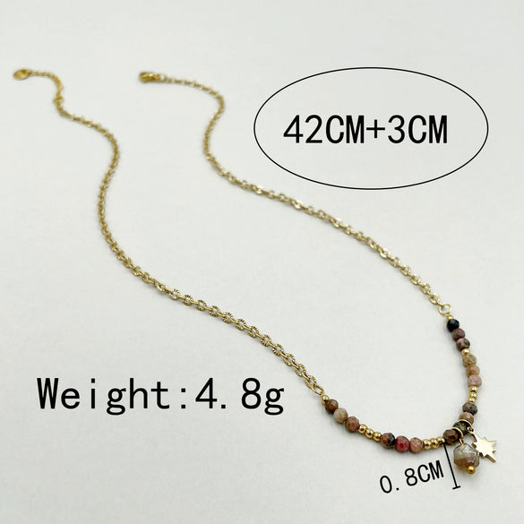 Pendant Necklace Natural Stone Titanium Steel Stainless Steel Geometric French Retro Electroplating