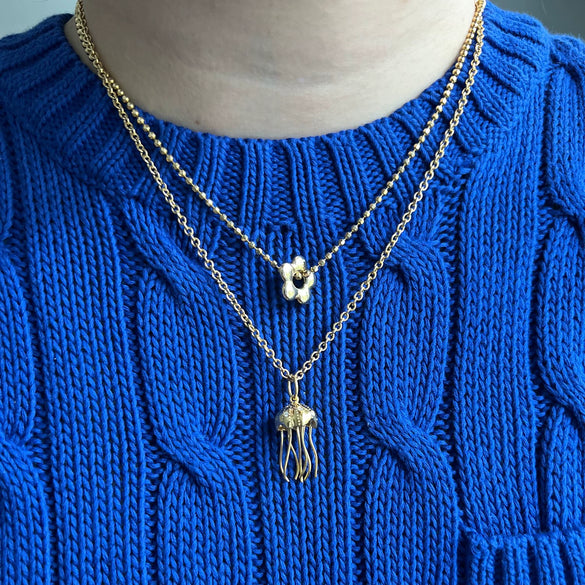 Pendant Necklace Octopus Jellyfish Underwater World Series Natural Pearl Baroque Style Titanium Steel Stainless Steel Geometric Electroplating