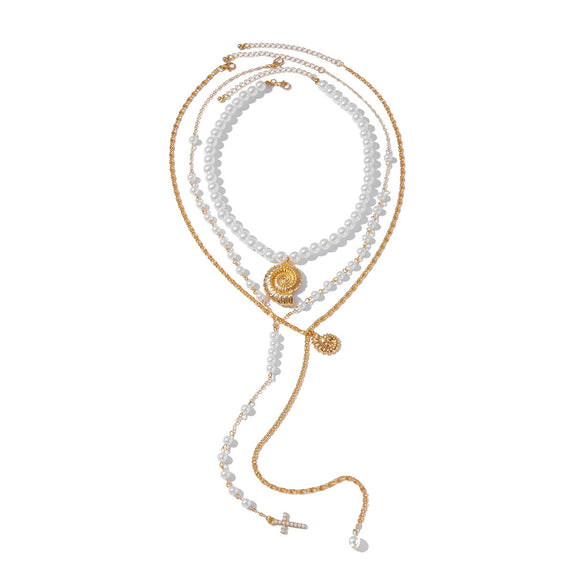 Pendant Necklace Pearl Iron Chain Alloy Geometric Style Women's