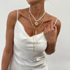 Pendant Necklace Pearl Iron Chain Alloy Geometric Style Women's