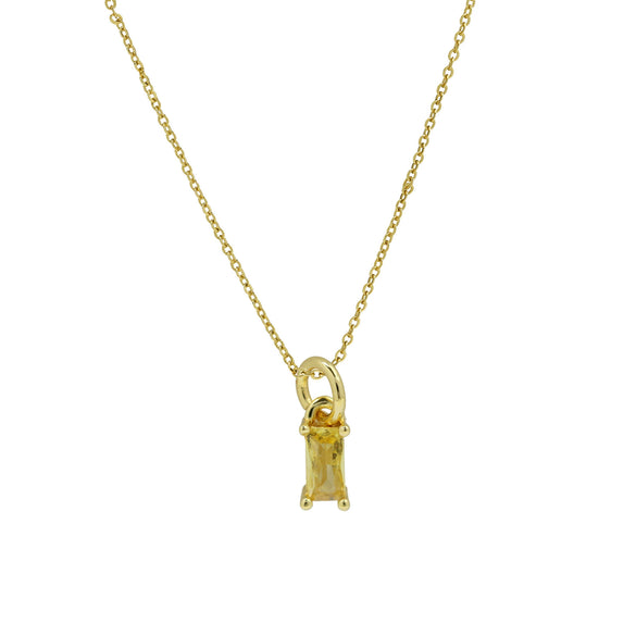 Pendant Necklace Real Gold Electroplated Rectangular Birthstone Colored Zirconium Brass Copper