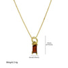 Pendant Necklace Real Gold Electroplated Rectangular Birthstone Colored Zirconium Brass Copper