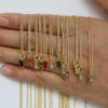 Pendant Necklace Real Gold Electroplated Rectangular Birthstone Colored Zirconium Brass Copper
