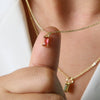 Pendant Necklace Real Gold Electroplated Rectangular Birthstone Colored Zirconium Brass Copper